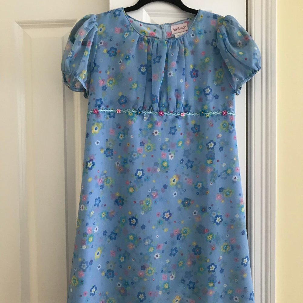 American Girl Light Blue Floral Puff-Sleeve Dress